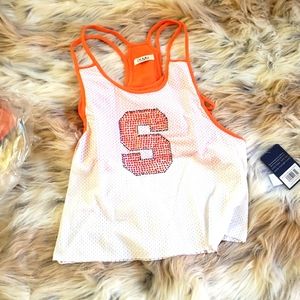 Syracuse Mesh Rhinestone Tank with strappy sports bra